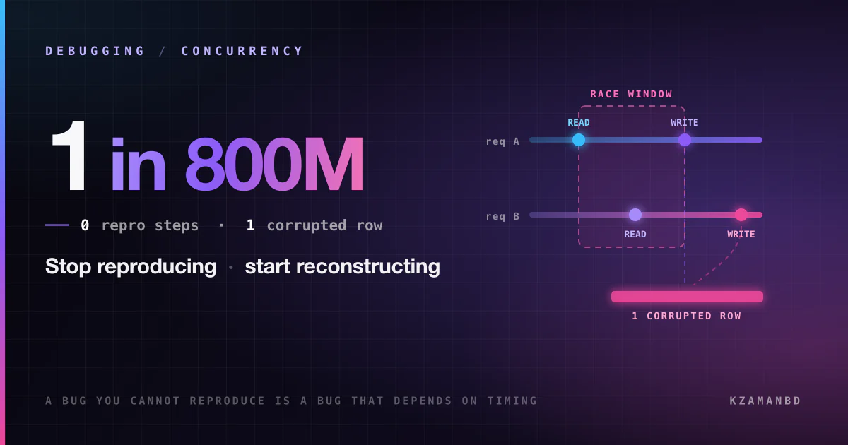 800 million requests, one corrupted row: debugging what you cannot reproduce